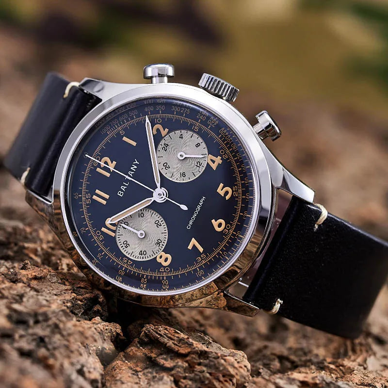 Baltany S5034 chronograph packaging, leatherette presentation box