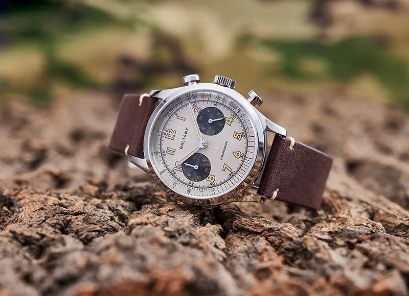 Baltany S5034 vintage chronograph, black dial all-black styling