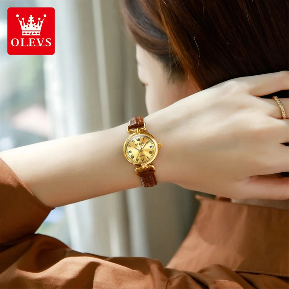 NorthChrono OLEVS 5645 women's dress watch, slim case, leather strap
