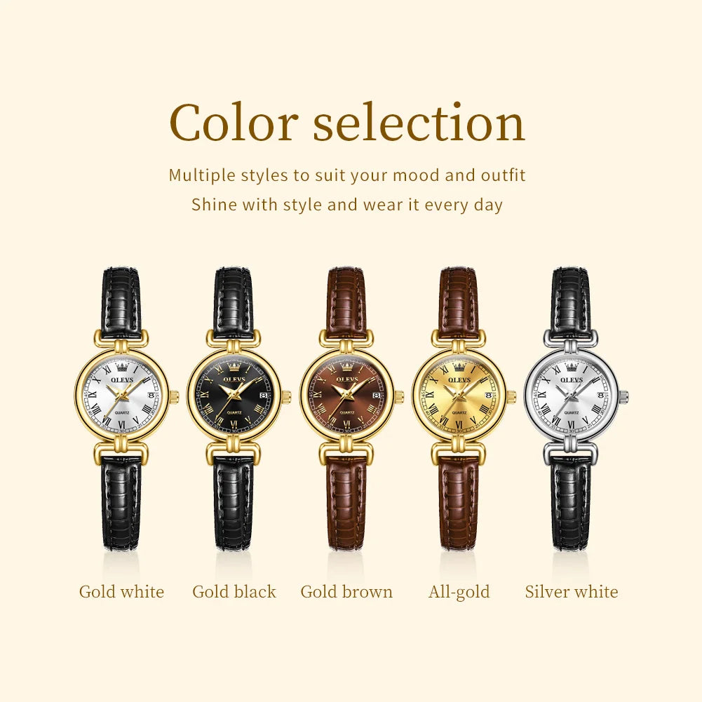 NorthChrono OLEVS 5645 women's dress watch, slim case, leather strap