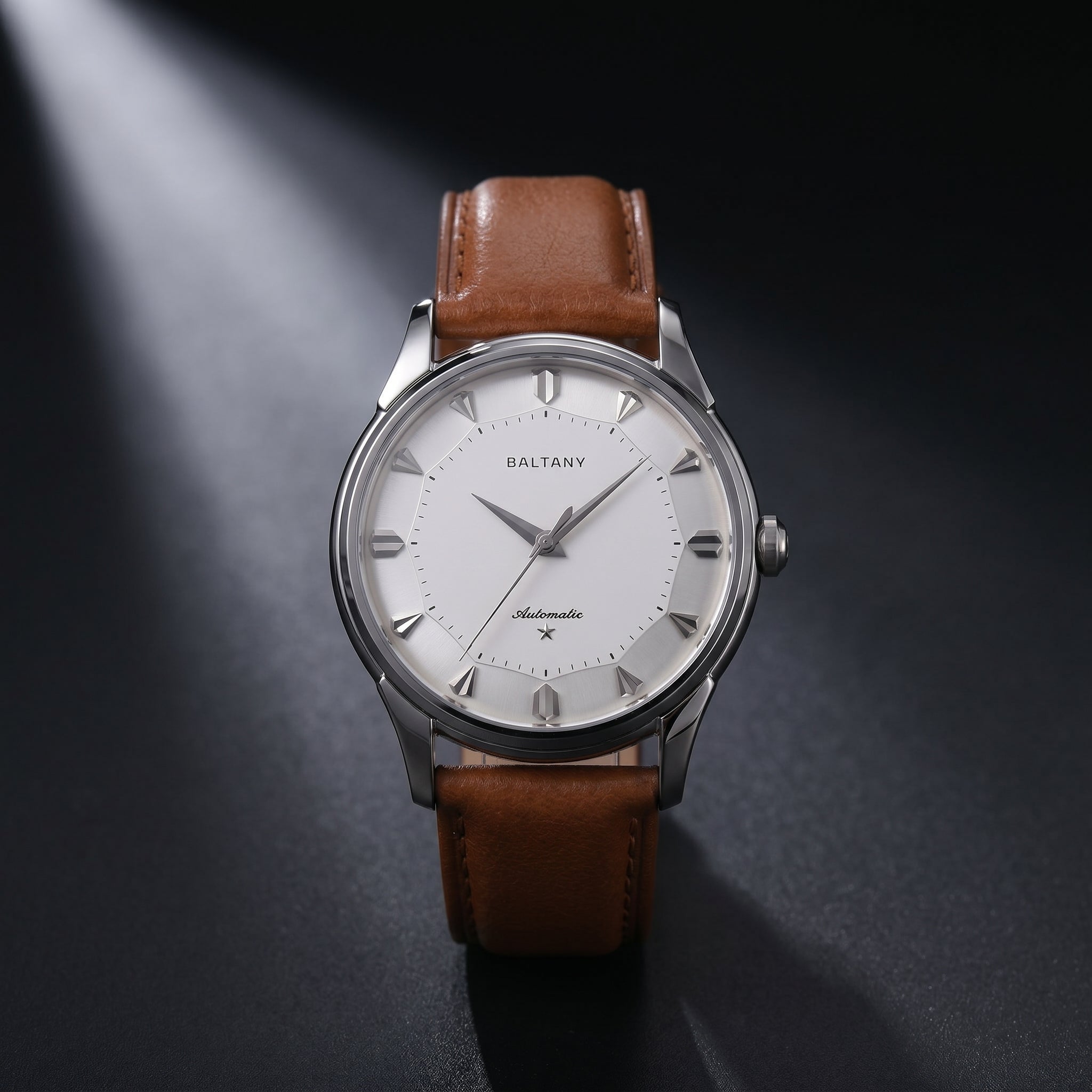 Baltany S4090 Automatic Vintage Dress Watch — 38.5mm Pie-Pan Dial, Sapphire