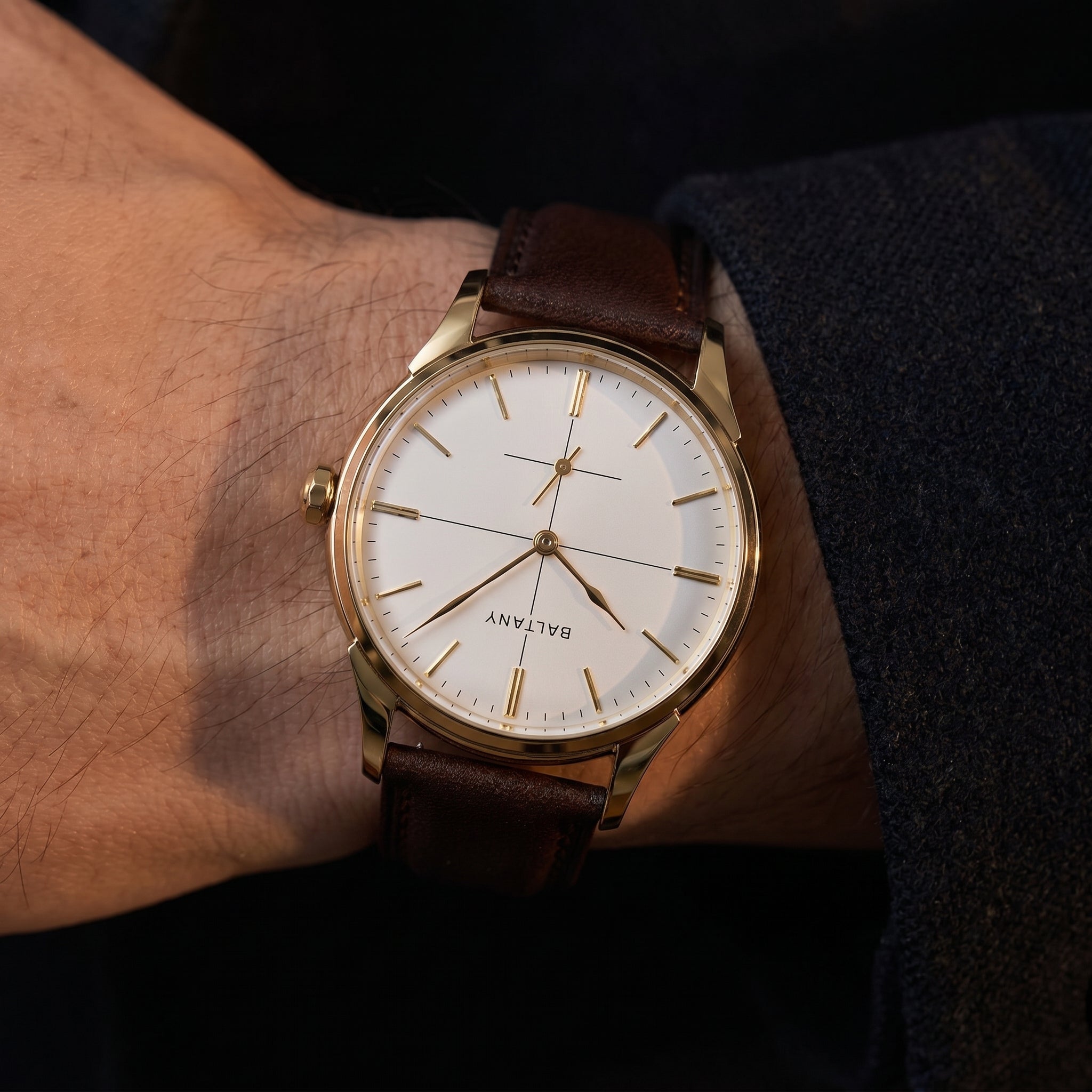 Baltany S4092 Dress Watch — 38.5mm Crosshair Dial, Sapphire, Auto or Hand-Wind