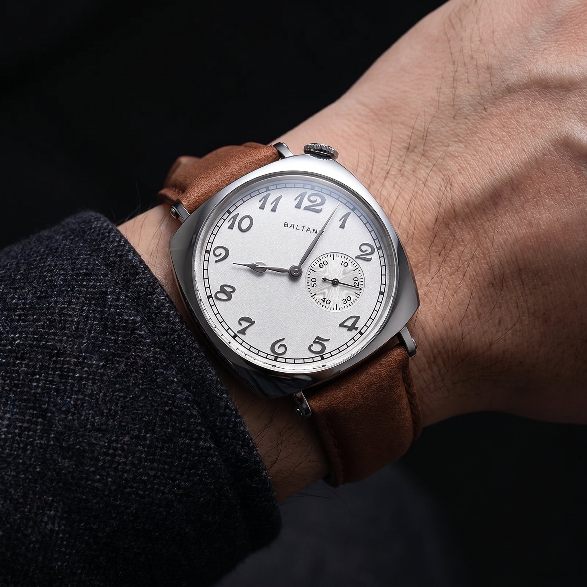 Baltany S4046 Cushion Case Dress Watch — 38mm Sapphire, Auto or Hand-Wind