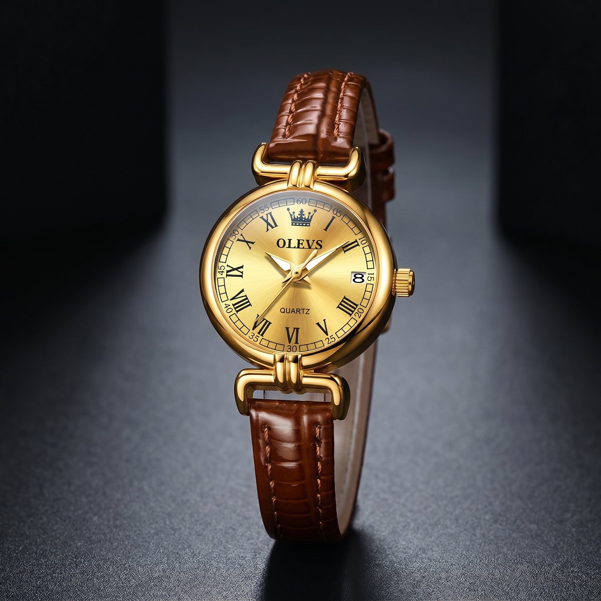 OLEVS 5645 Women's Dress Watch — Slim Leather Strap