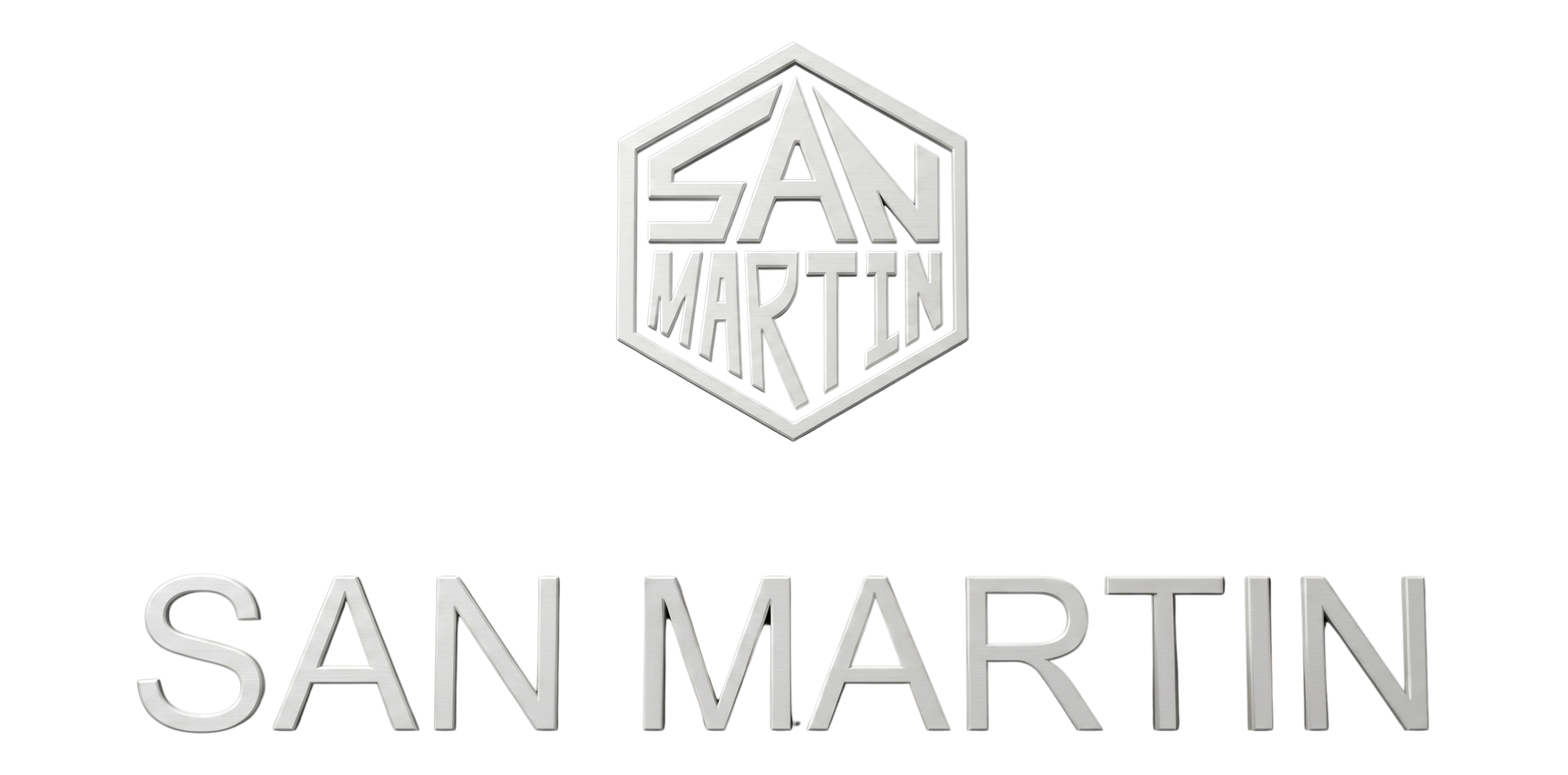 NorthChrono SAN MARTIN logo displayed prominently beneath a hexagonal emblem, featuring a modern aesthetic. The design emphasizes brand identity without showing a watch or specific product details.