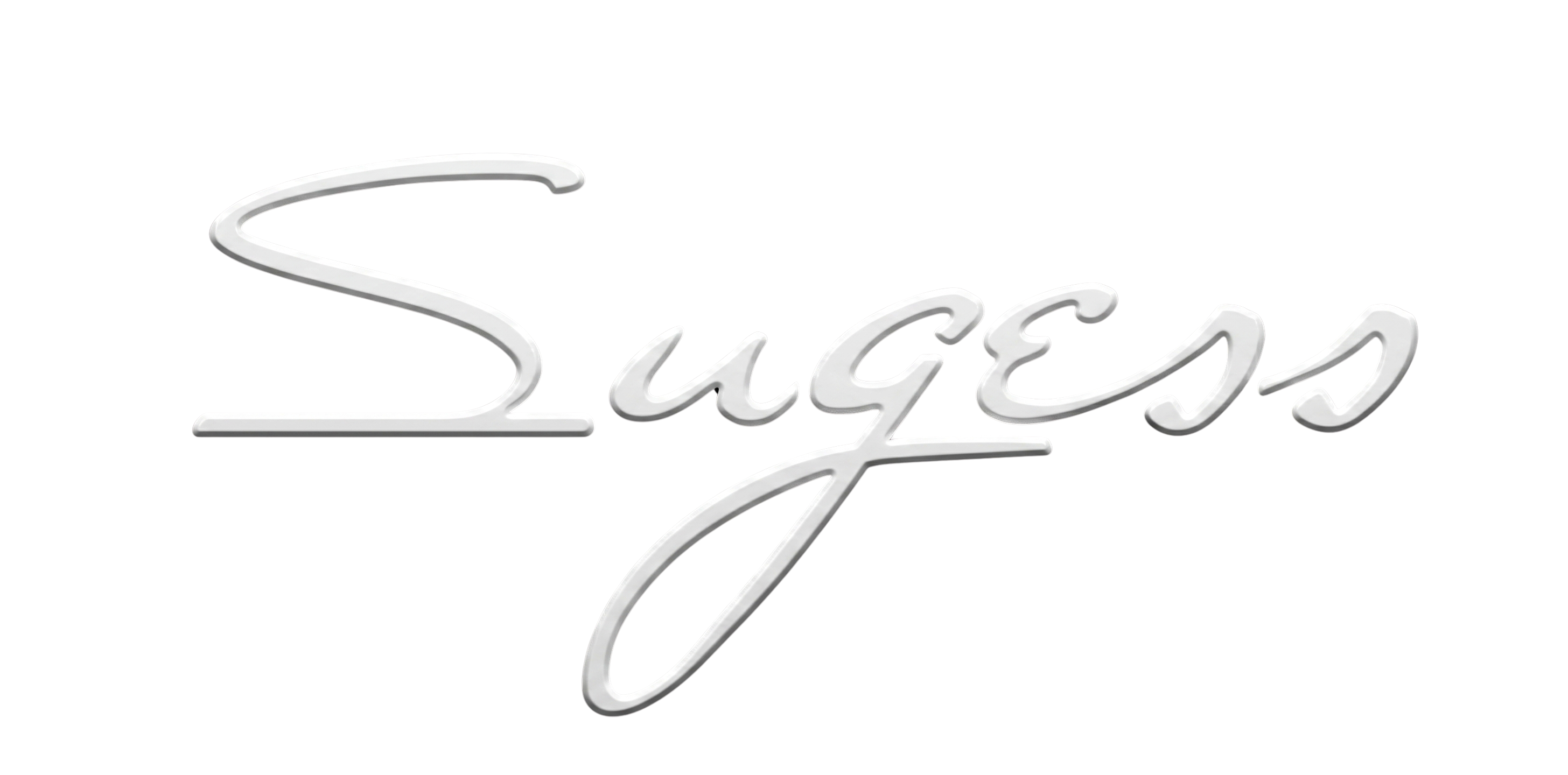 NorthChrono stylized "Sugess" logo rendered in white, featuring a smooth and elegant design on a dark background, emphasizing the brand's refined aesthetic.